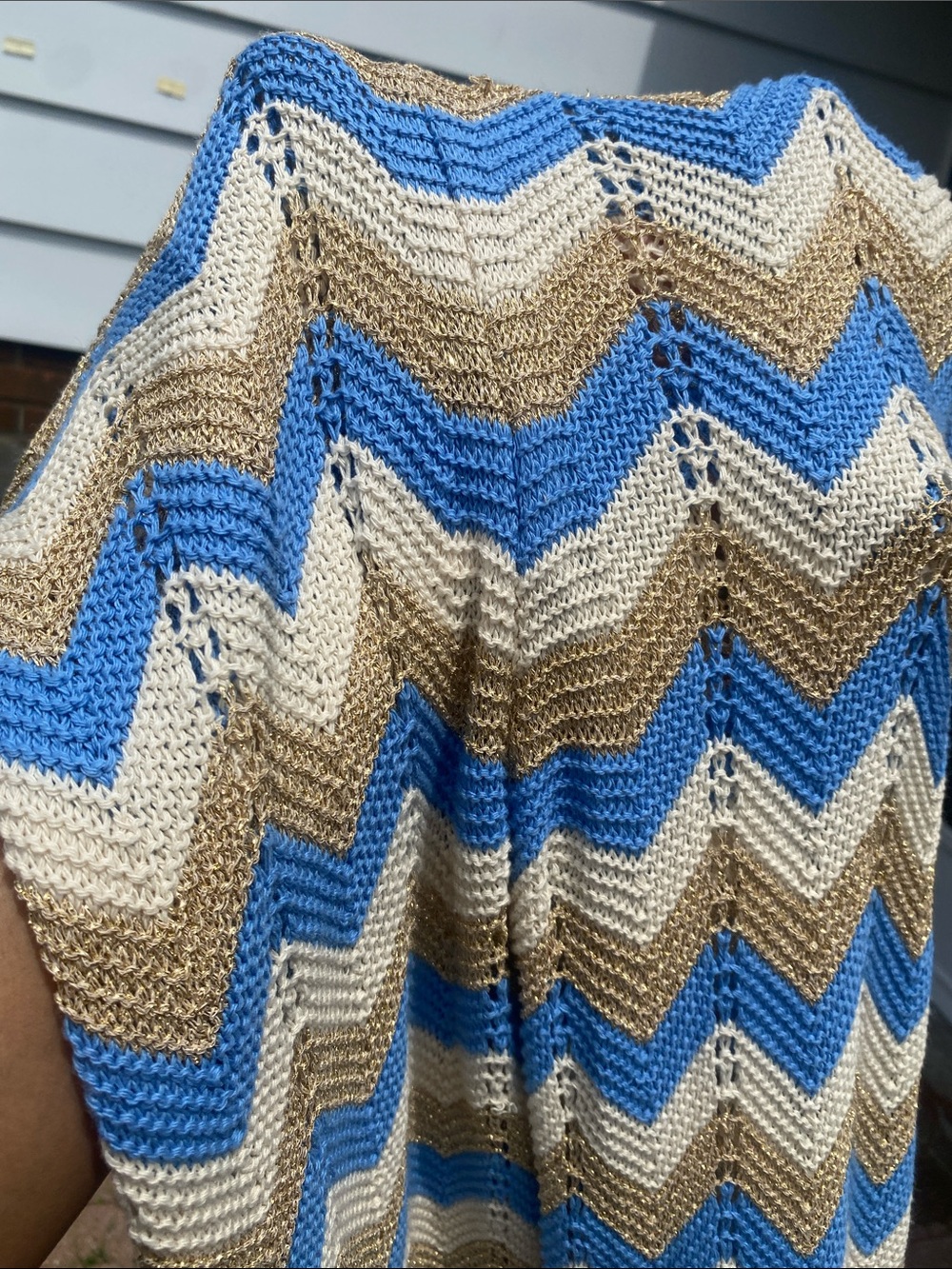 Women's Cream & Blue Knit Pants - Picture 11 of 12
